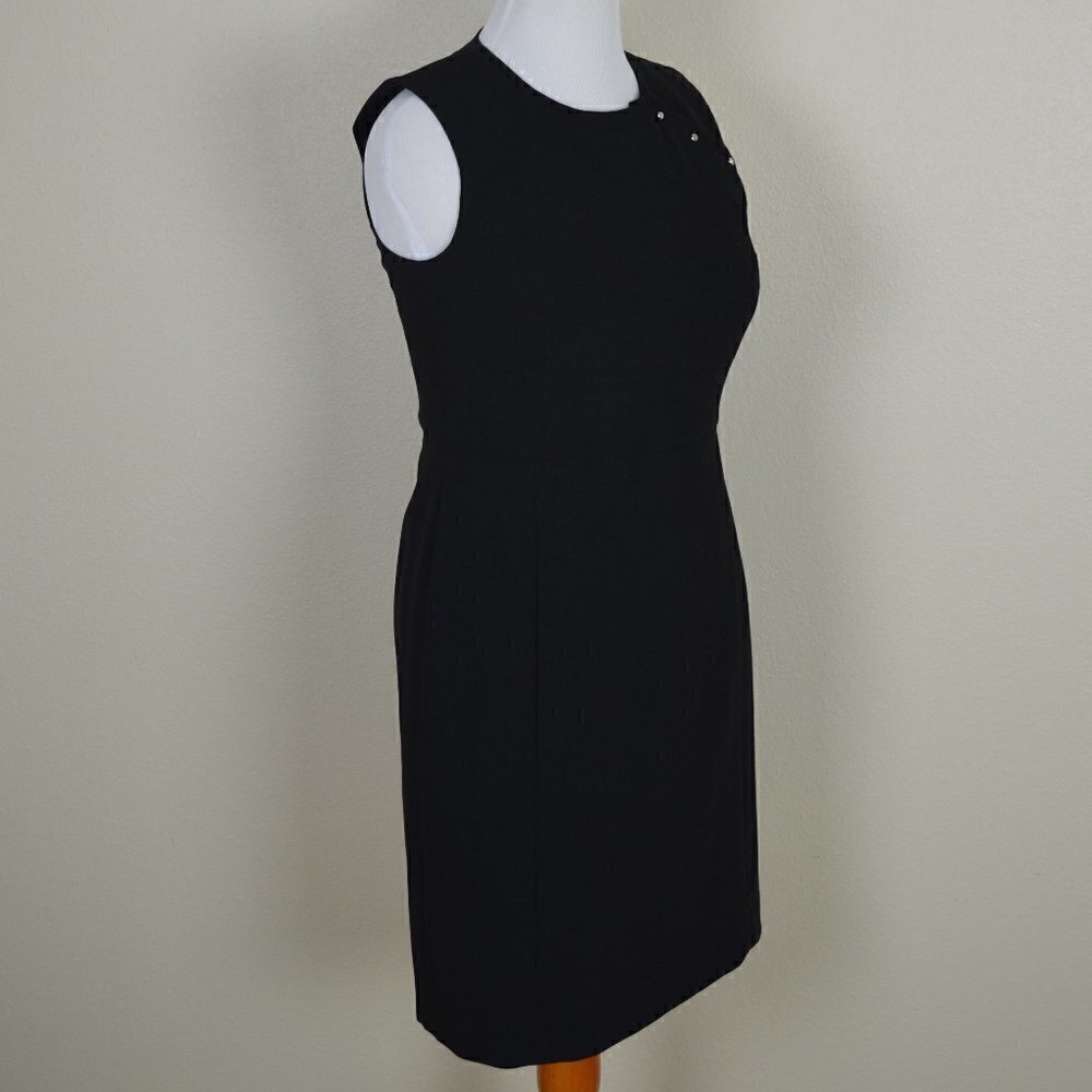 DKNY Button Shoulder Sheath Dress Black 10 - Picture 4 of 8
